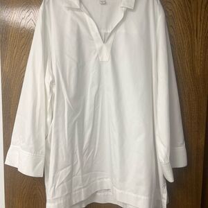 Coldwater Creek White V-Neck Blouse Relaxed Fit